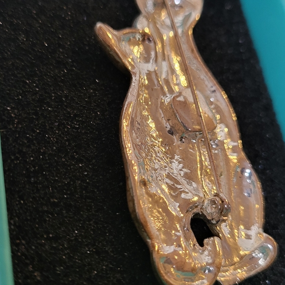 Matte Silver Tone Two Cute Cats Brooch - Picture 6 of 7